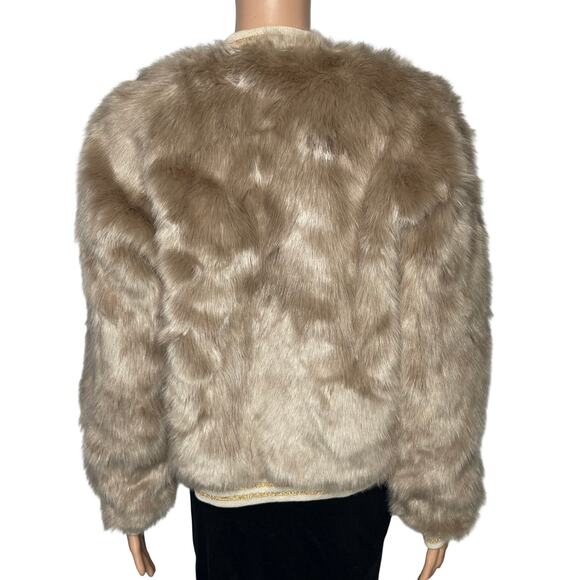 Mother womens The Letterman Faux Fur Bomber Jacket size M Wash stroke of fortune - Picture 5 of 13